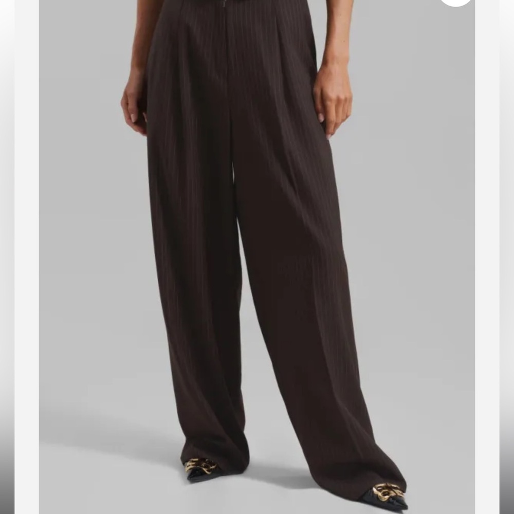 The Frankie Shop Dark Brown Wide-Leg Pants